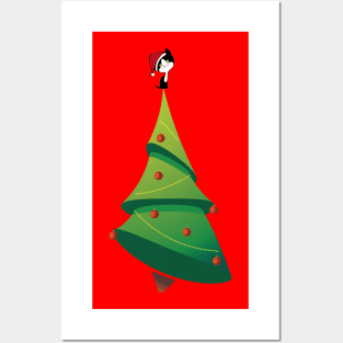 Cat Christmas Tree Posters and Art